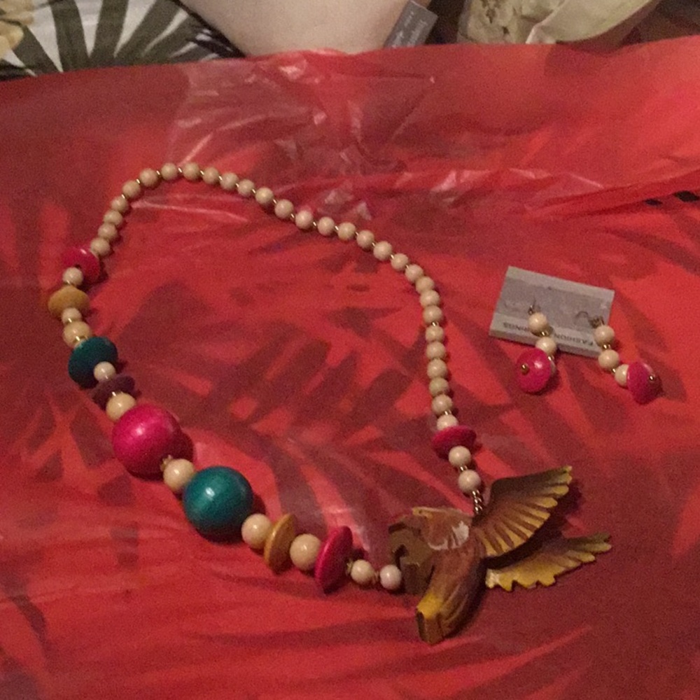 Beautiful colorful necklace and earrings